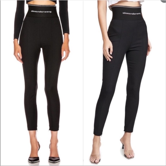 Alexander Wang Pants - EUC 🖤 ALEXANDER WANG Stretch Twill Wool Logo Leggings 4 $695